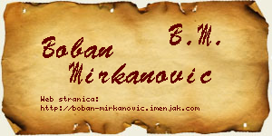 Boban Mirkanović vizit kartica